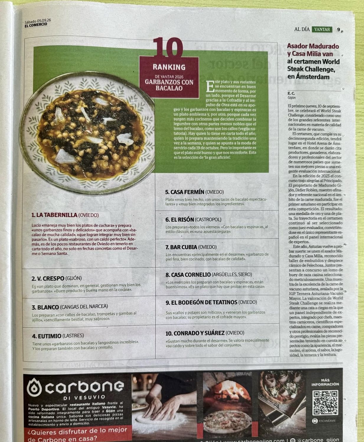 Página de El Comercio con el ranking